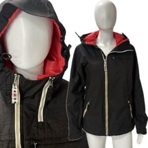SIMS Snowboarding Jacket Womens Size Small Hooded Zip Front Dark Grey Snow Ski